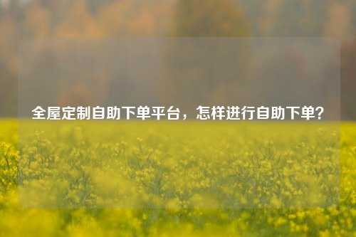 全屋定制自助下单平台，怎样进行自助下单？