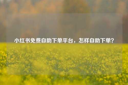 小红书免费自助下单平台，怎样自助下单？