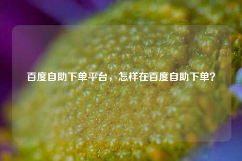 百度自助下单平台，怎样在百度自助下单？